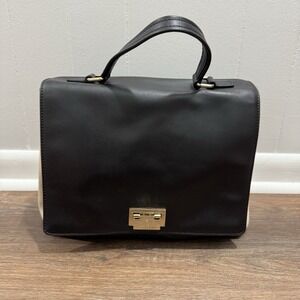 Kate Spade Two Tone Leather Handbag Gold Clasp Chic Luxury Classic